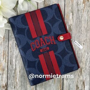 Coach Varsity Notebook In Signature & Smooth Leather Canvas With Coach Graphic